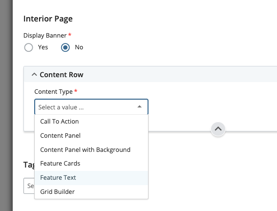 Feature Text content row