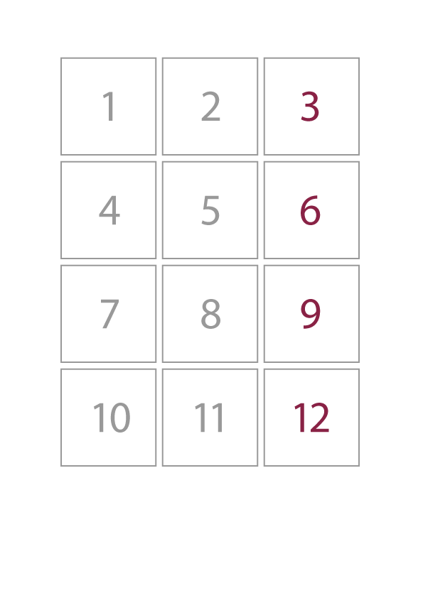 grid with rows in multys of 3