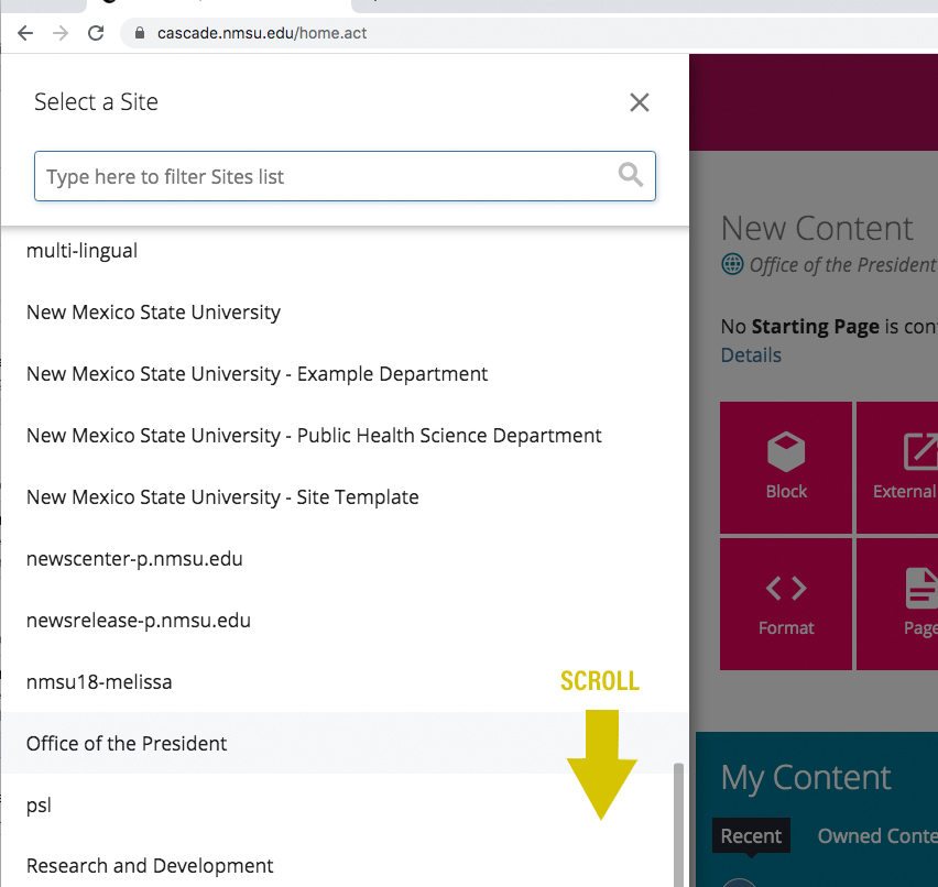 scrolling through sites